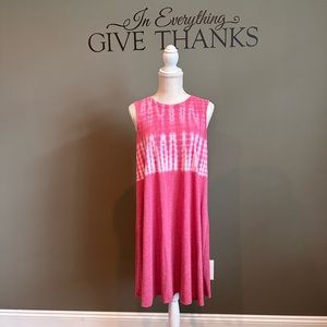 Red & White Tye Dyed Sleeveless Dress Size L